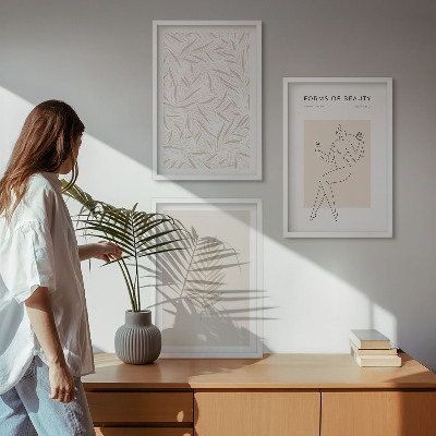 Set di 3 quadri Motivi botanici minimalisti
