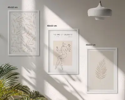 Set di 3 quadri con motivi botanici minimalisti