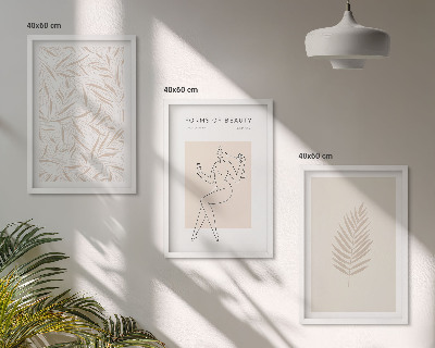 Set di 3 quadri Motivi botanici minimalisti