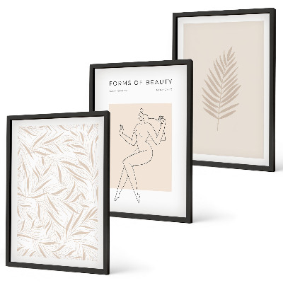 Set di 3 quadri Motivi botanici minimalisti