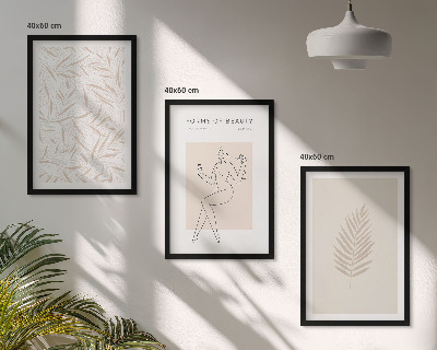 Set di 3 quadri Motivi botanici minimalisti
