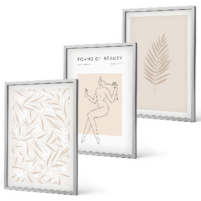 Set di 3 quadri Motivi botanici minimalisti