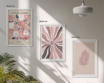 Set di 3 quadri Motivi floreali e geometrici