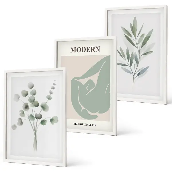 Set di quadri incorniciati con motivi vegetali in verde