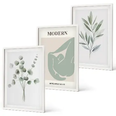 Set di quadri incorniciati con motivi vegetali in verde