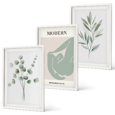 Set di quadri incorniciati Motivi vegetali in verde