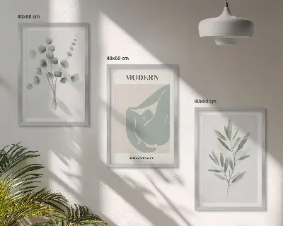 Set di quadri incorniciati con motivi vegetali in verde