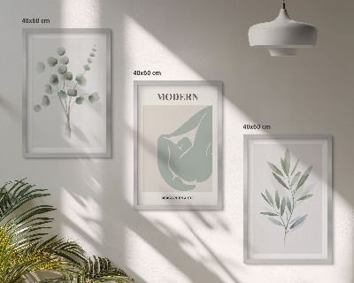 Set di quadri incorniciati Motivi vegetali in verde
