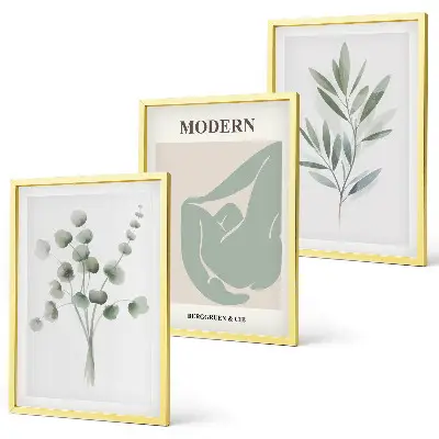 Set di quadri incorniciati con motivi vegetali in verde