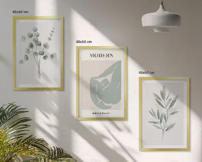 Set di quadri incorniciati con motivi vegetali in verde