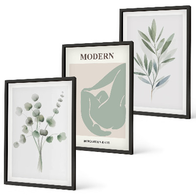 Set di quadri incorniciati Motivi vegetali in verde