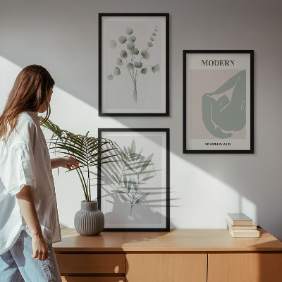 Set di quadri incorniciati Motivi vegetali in verde