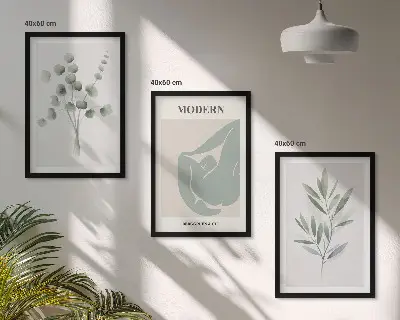Set di quadri incorniciati con motivi vegetali in verde