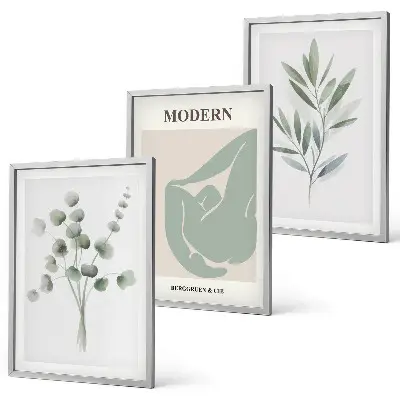 Set di quadri incorniciati con motivi vegetali in verde