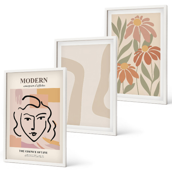 Set di 3 quadri donna astratta moderna