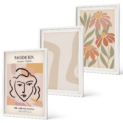 Set di 3 quadri donna astratta moderna