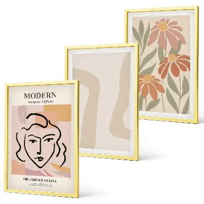 Set di 3 quadri con stampa di donna astratta moderna
