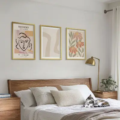 Set di 3 quadri con stampa di donna astratta moderna