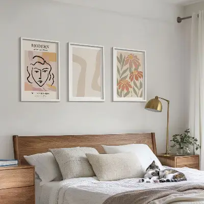 Set di 3 quadri con stampa di donna astratta moderna