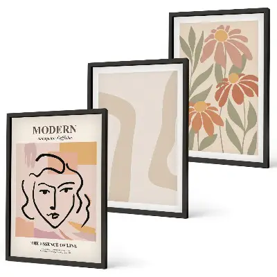 Set di 3 quadri con stampa di donna astratta moderna
