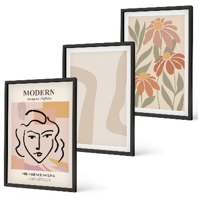 Set di 3 quadri donna astratta moderna