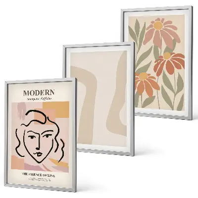 Set di 3 quadri con stampa di donna astratta moderna