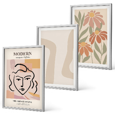 Set di 3 quadri donna astratta moderna