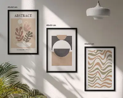 Set di 3 quadri con motivi di forme astratte