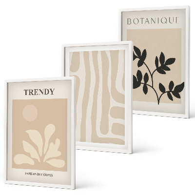 Set di quadri incorniciati Eleganti motivi vegetali beige e neri