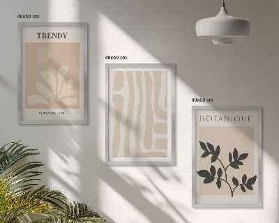 Set di quadri incorniciati Eleganti motivi vegetali beige e neri