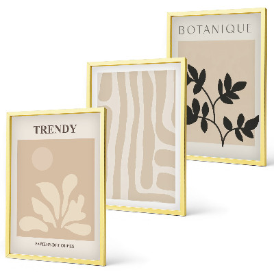 Set di quadri incorniciati Eleganti motivi vegetali beige e neri