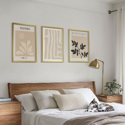Set di quadri incorniciati Eleganti motivi vegetali beige e neri