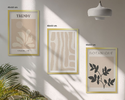 Set di quadri incorniciati Eleganti motivi vegetali beige e neri