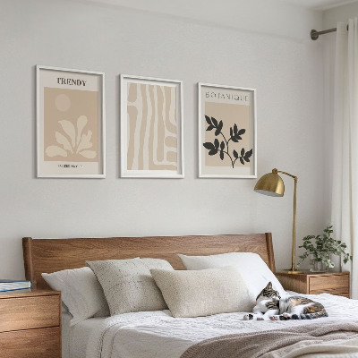 Set di quadri incorniciati Eleganti motivi vegetali beige e neri