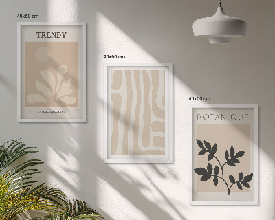 Set di quadri incorniciati Eleganti motivi vegetali beige e neri