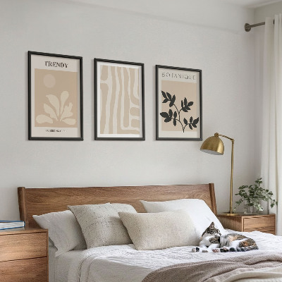 Set di quadri incorniciati Eleganti motivi vegetali beige e neri