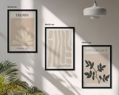 Set di quadri incorniciati Eleganti motivi vegetali beige e neri