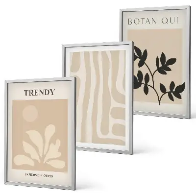 Set di quadri incorniciati con eleganti motivi vegetali in beige e nero