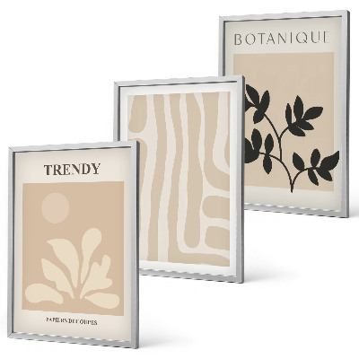 Set di quadri incorniciati Eleganti motivi vegetali beige e neri