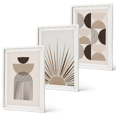 Set di 3 quadri Forme astratte beige marrone