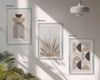 Set di 3 quadri Forme astratte beige marrone