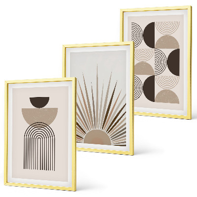 Set di 3 quadri Forme astratte beige marrone