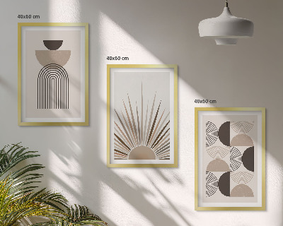 Set di 3 quadri Forme astratte beige marrone