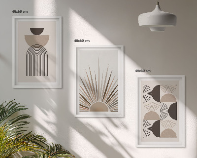 Set di 3 quadri Forme astratte beige marrone