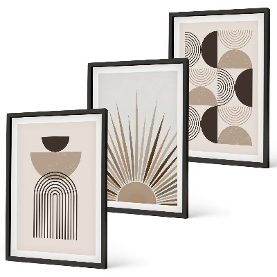 Set di 3 quadri Forme astratte beige marrone