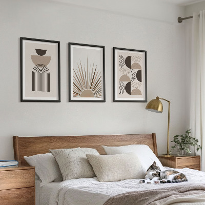 Set di 3 quadri Forme astratte beige marrone