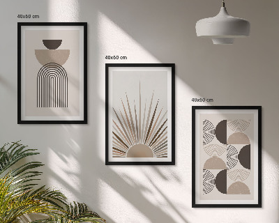 Set di 3 quadri Forme astratte beige marrone