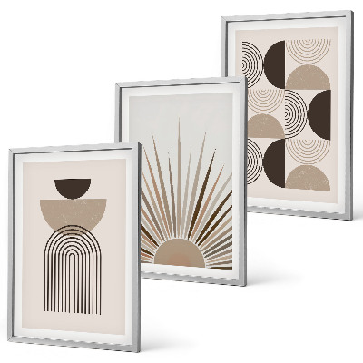 Set di 3 quadri Forme astratte beige marrone