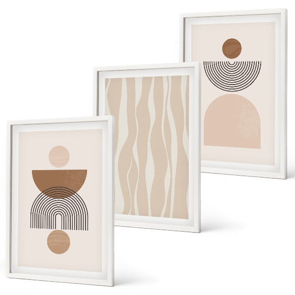 Composizione di quadri Forme astratte marrone beige