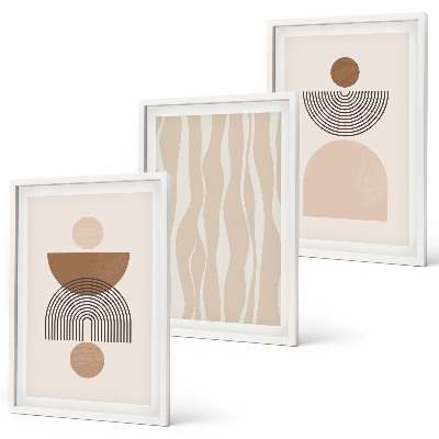 Composizione di quadri Forme astratte marrone beige
